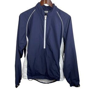 Footjoy | Navy Blue White 1/4 Zip Windbreaker Golf Jacket